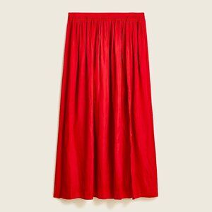 J. Crew Side Slit Featherweight Satin Maxi Skirt in Deep Ruby Size 4